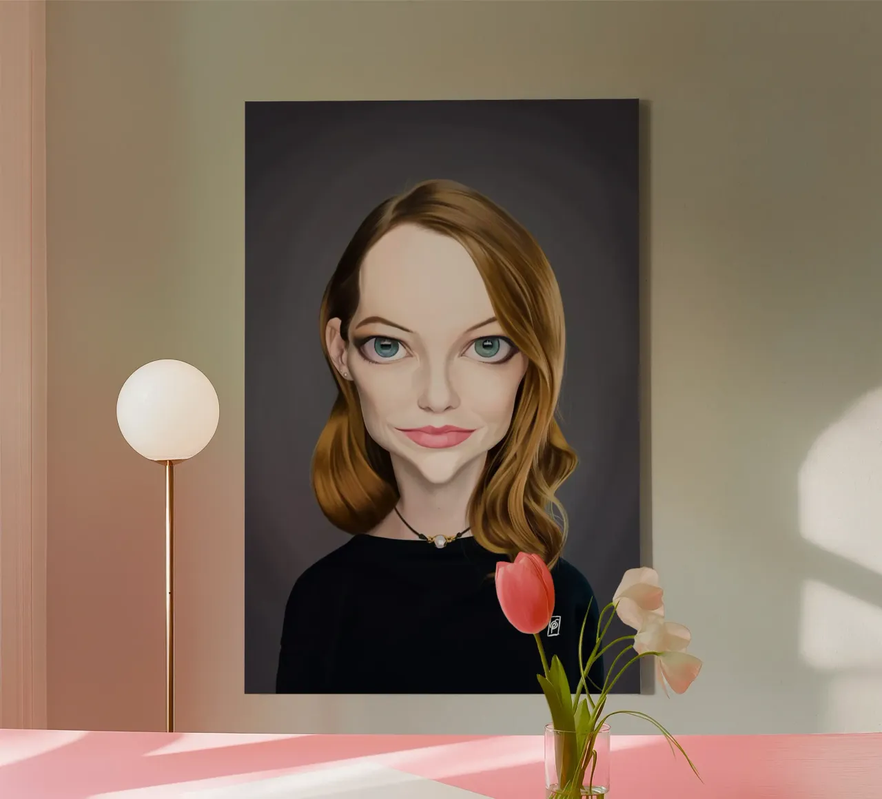 Emma Stone canvas met Baklijst van Rob Art | Illustration