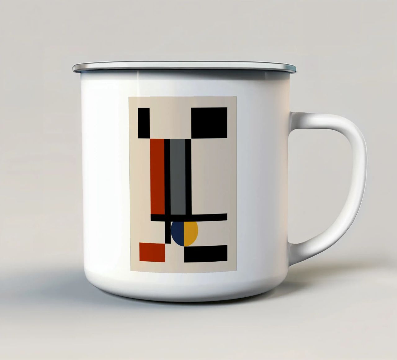 Cerchi e quadrati Bauhaus 06 tazza in smalto da Little Dean