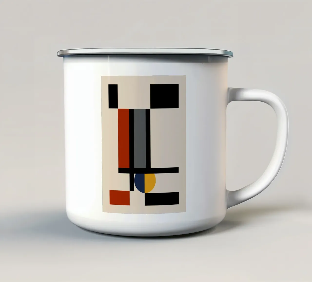 Cerchi e quadrati Bauhaus 06 tazza in smalto da Little Dean
