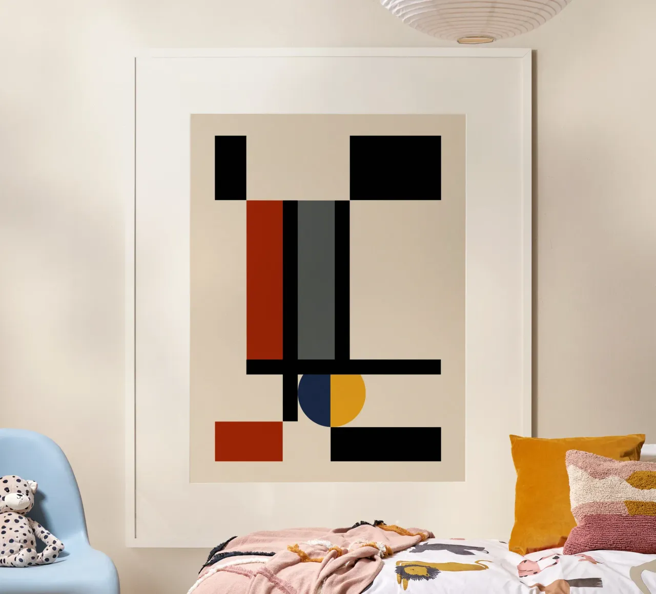 Cerchi e quadrati Bauhaus 06 poster con telaio in alluminio da Little Dean