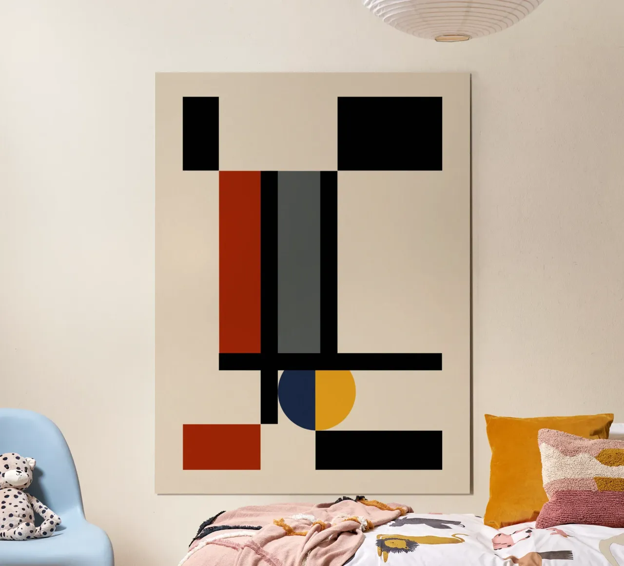Cerchi e quadrati Bauhaus 06 poster con telaio in alluminio da Little Dean