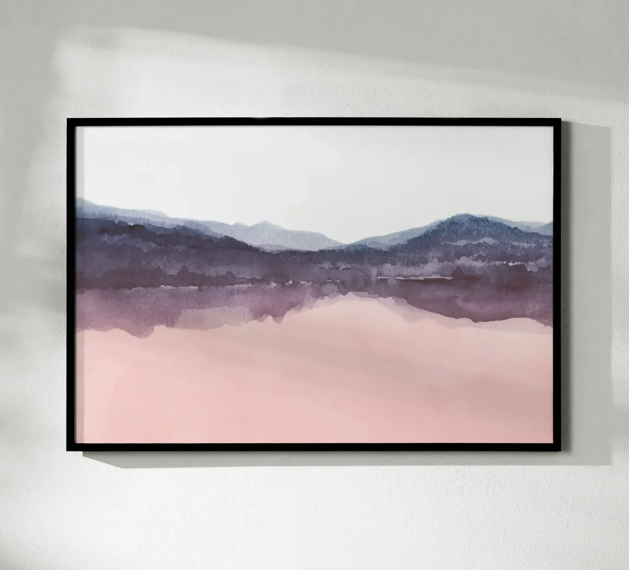 Vue d'un lac en aquarelle rose et indigo poster de NouveauPrints