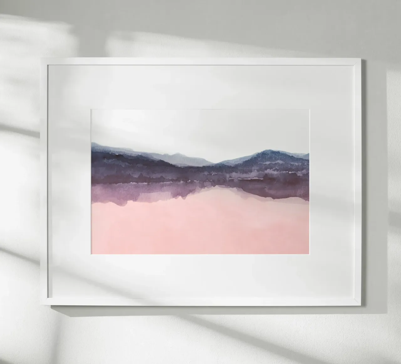 Vue d'un lac en aquarelle rose et indigo poster de NouveauPrints