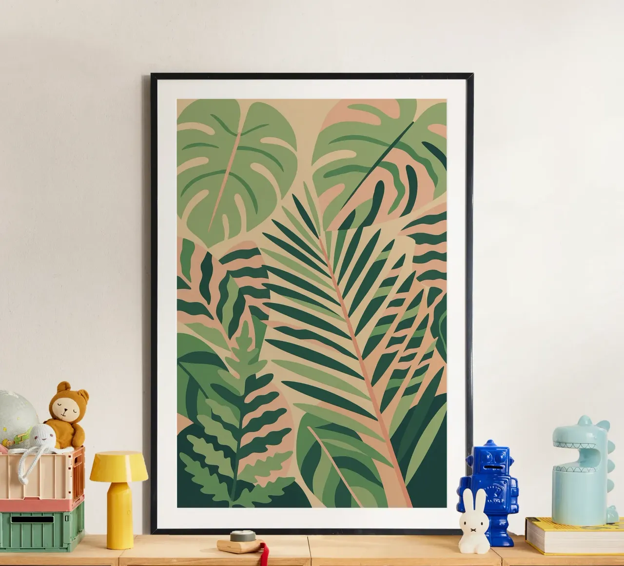 Foglie tropicali II poster con telaio in legno da Aquarevo