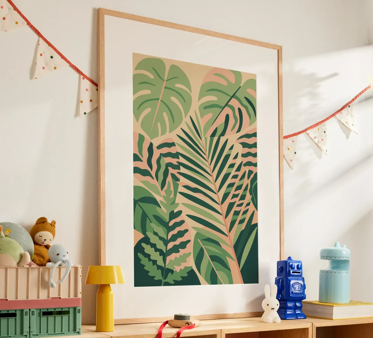 Foglie tropicali II poster con telaio in legno da Aquarevo