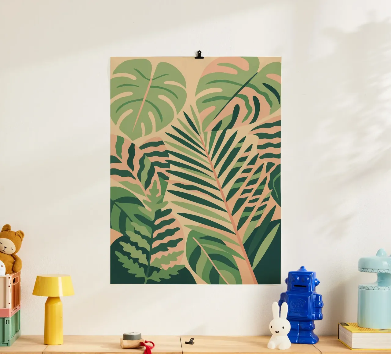 Foglie tropicali II poster con telaio in legno da Aquarevo