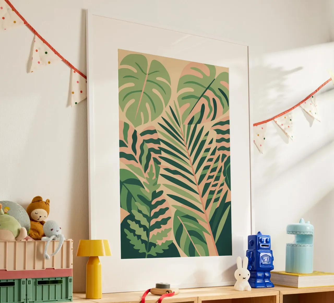 Foglie tropicali II poster con telaio in legno da Aquarevo