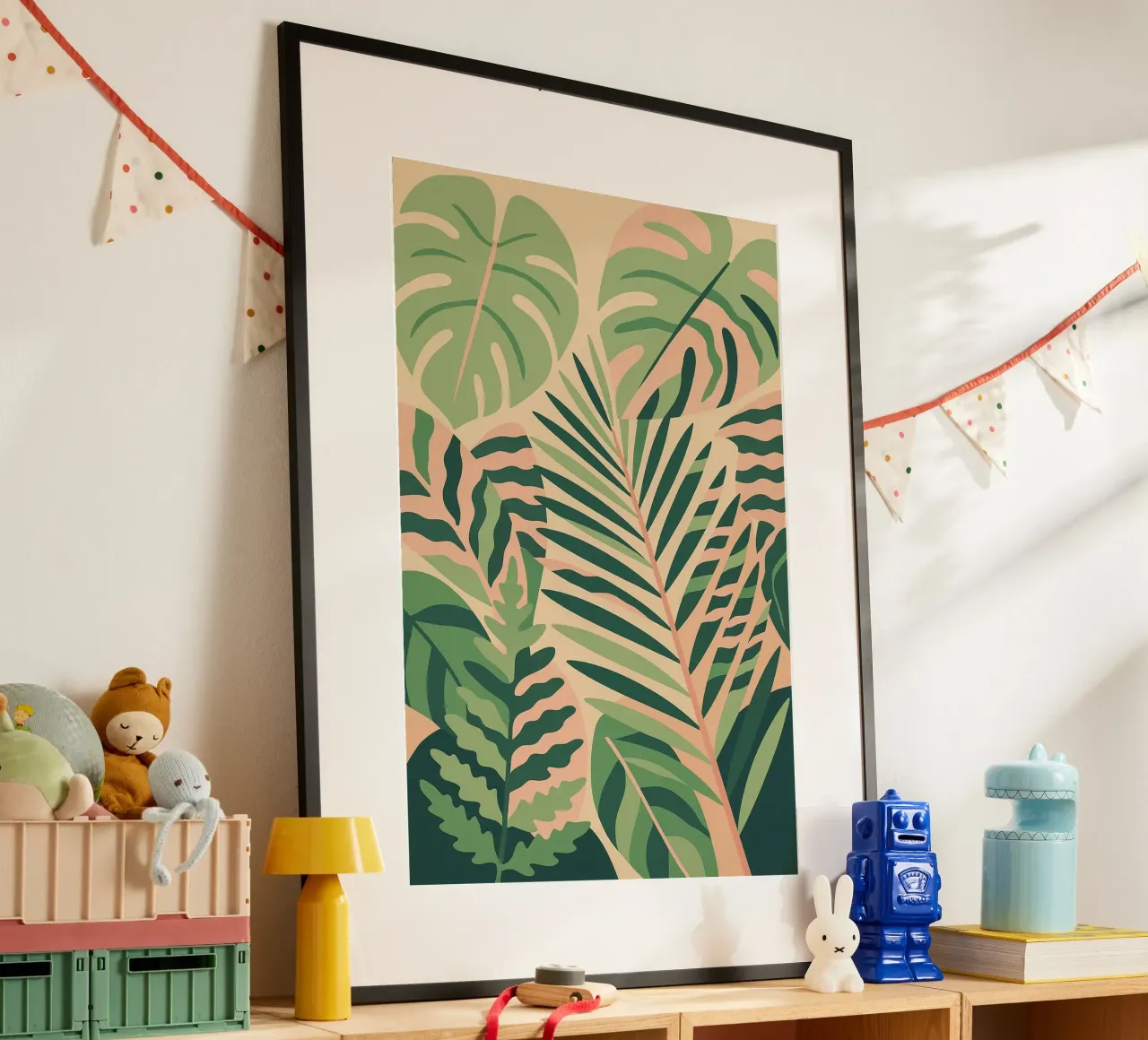 Foglie tropicali II poster con telaio in legno da Aquarevo