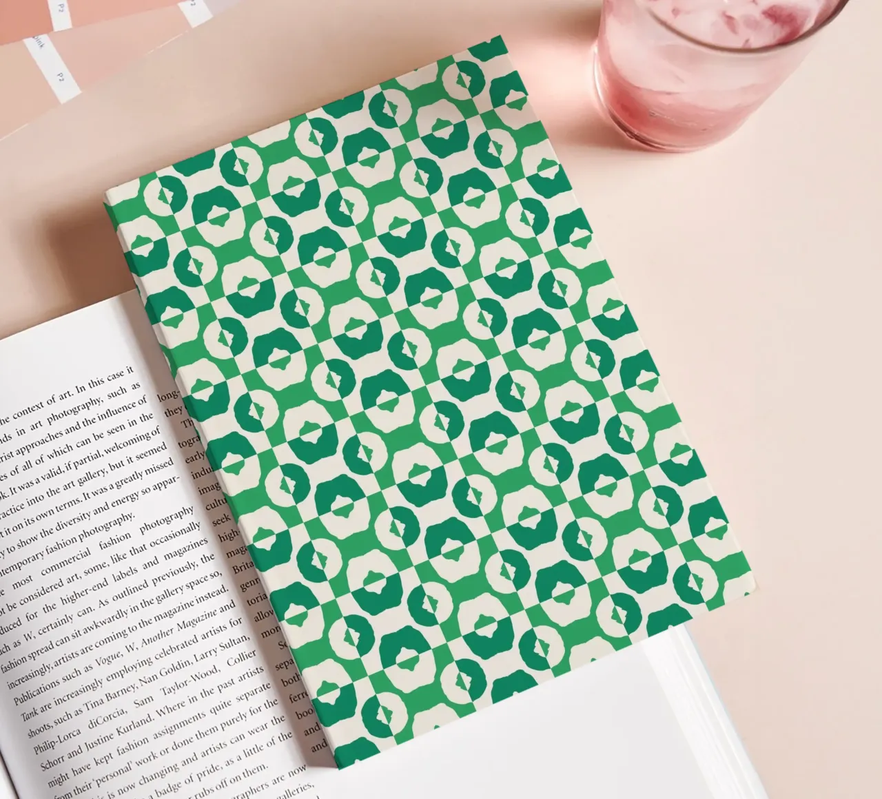 Green seamless tribal pattern notebook by Little Dean