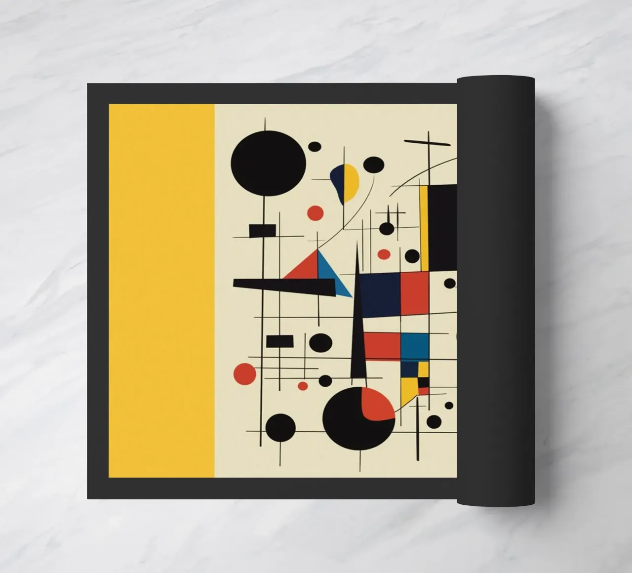 Bauhaus circles and squares in yellow doormat by Little Dean