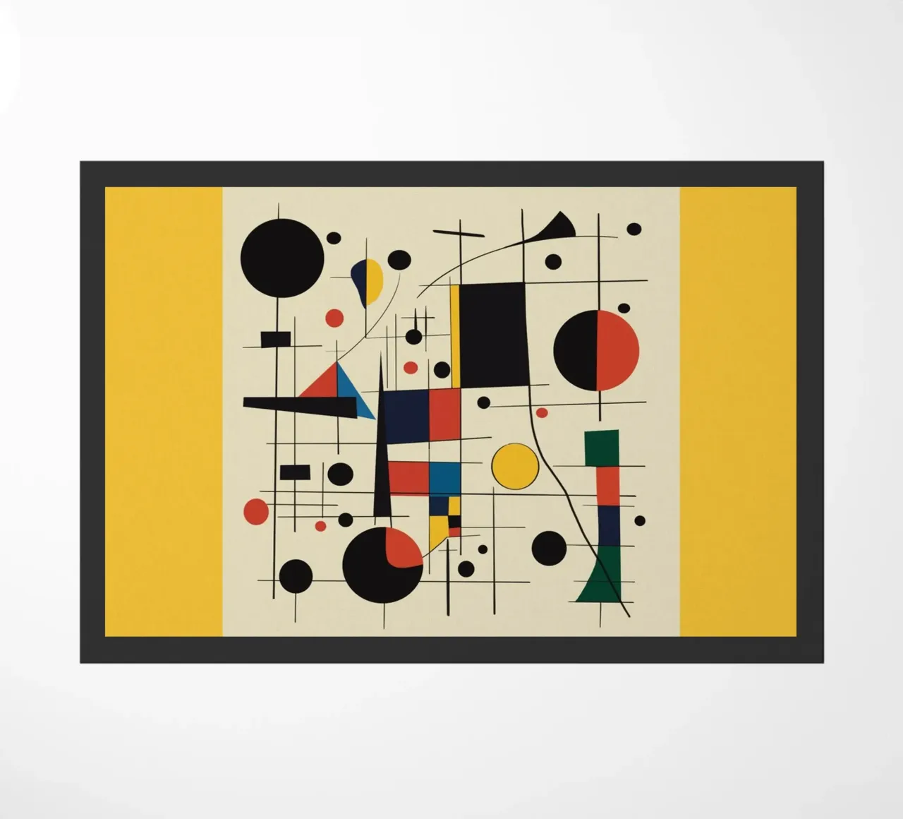 Bauhaus circles and squares in yellow doormat by Little Dean