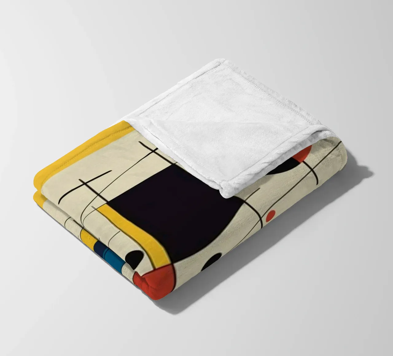 Bauhaus circles and squares in yellow fleece blanket by Little Dean