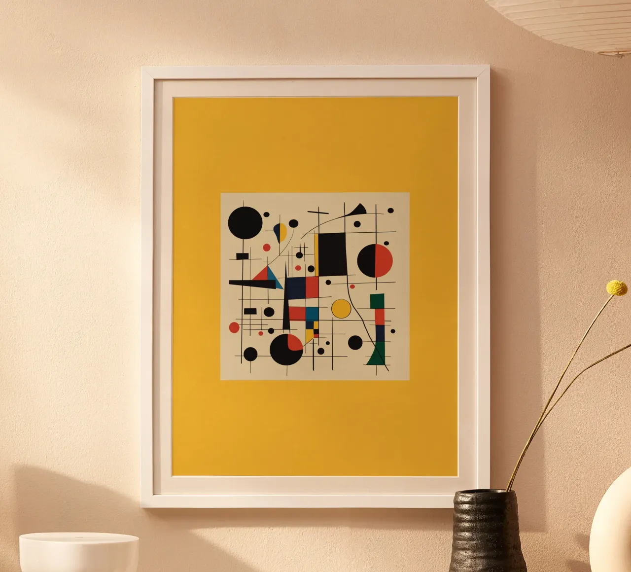 Cercles et carrés Bauhaus en jaune hahnemühle de Little Dean