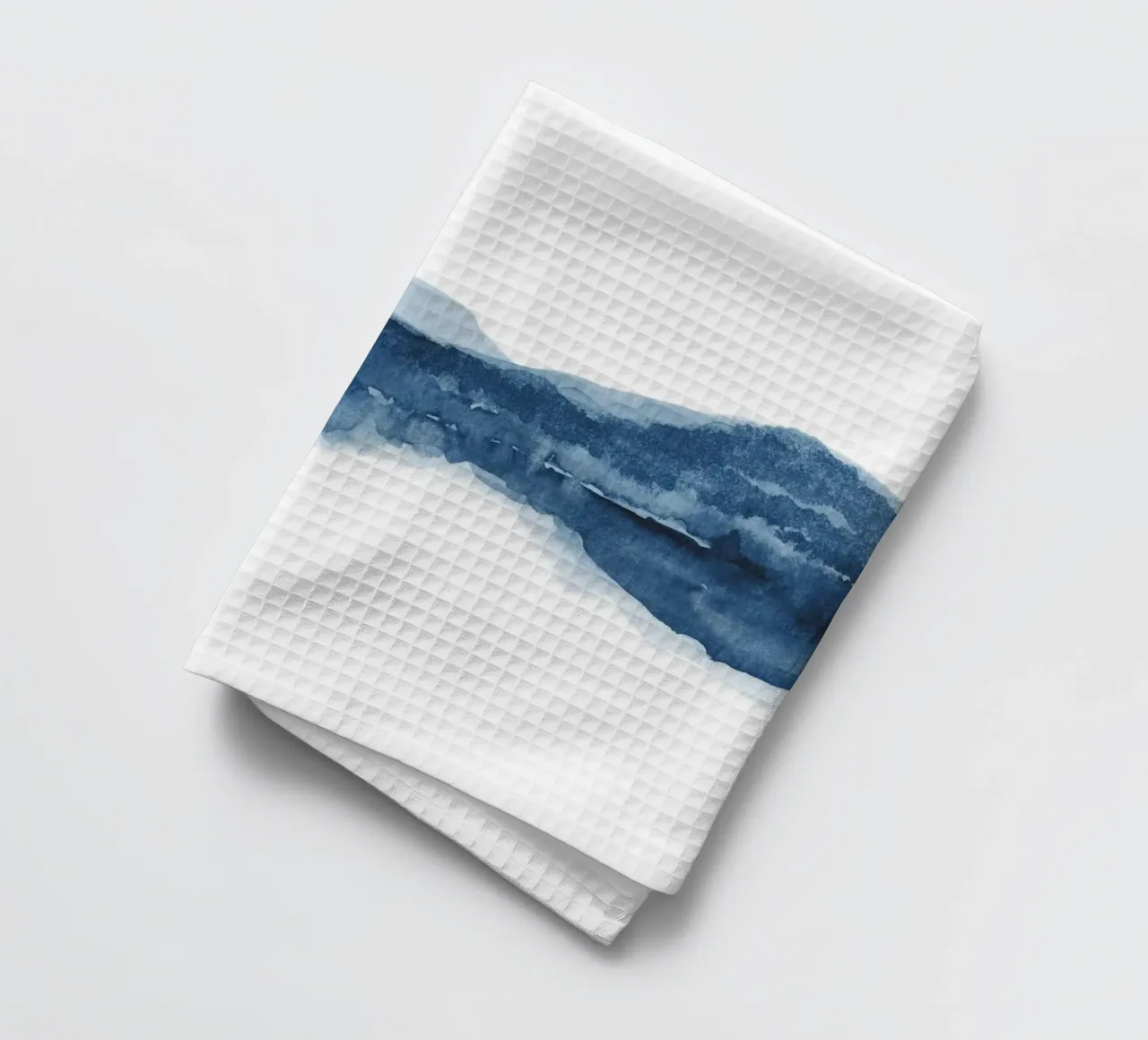 Vue abstraite d'un lac en aquarelle bleu marine torchon de NouveauPrints