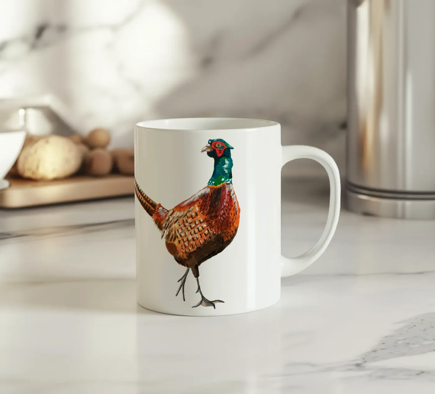 Pheasant ceramic mug by Femke Zwaan
