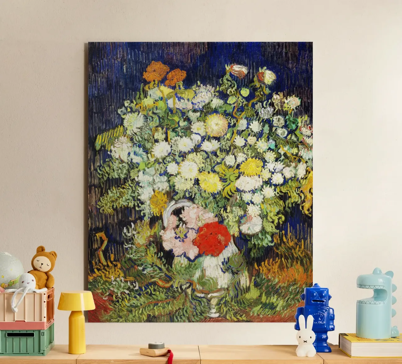 Bouquet di fiori in un vaso (1890) di Vincent van Gogh alluminio dibond da Venus Art