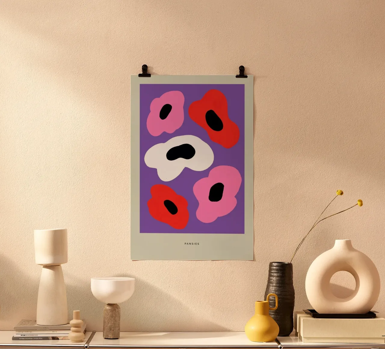 Pansies poster con telaio in plastica da Studio One