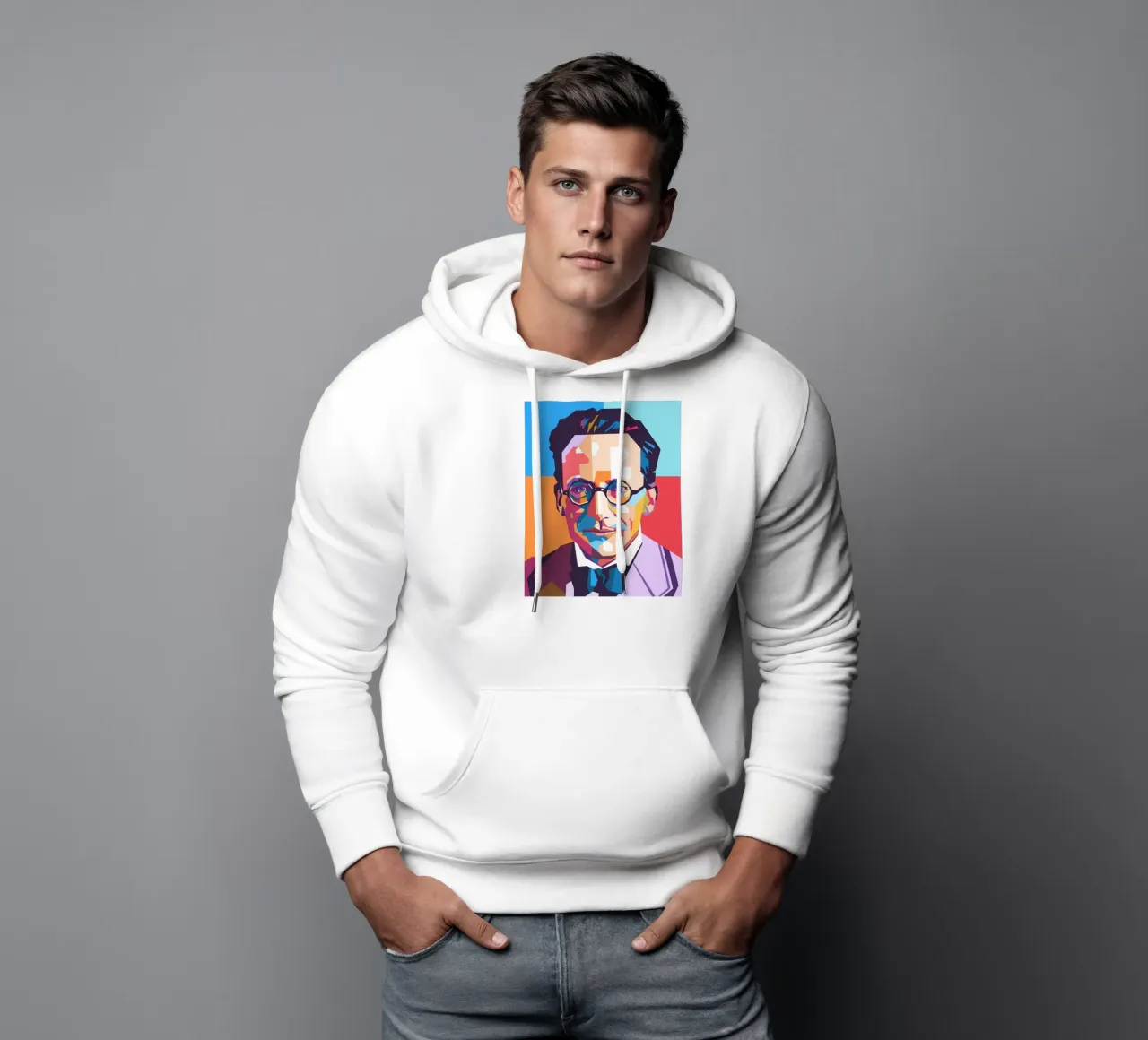 Erwin Schrodinger ritratto pop art felpa con cappuccio da Hantamrata
