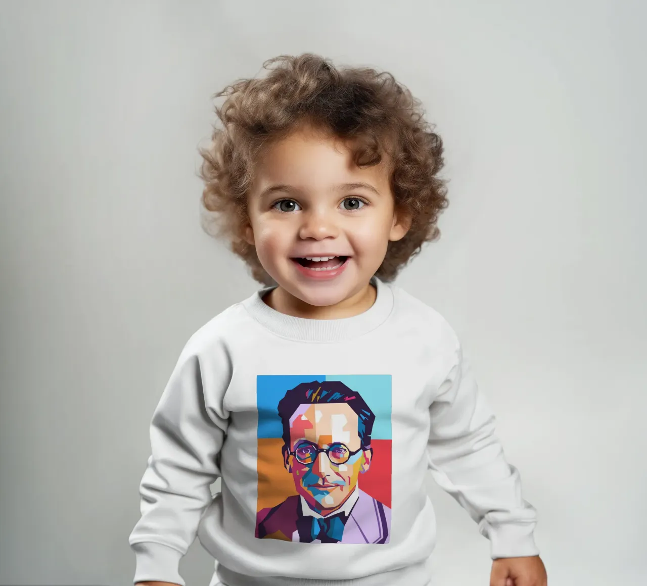 Erwin Schrodinger pop art portrait baby sweatshirt by Hantamrata