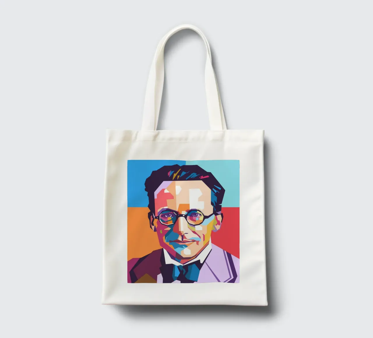 Erwin Schrodinger pop art portrait tote bag by Hantamrata