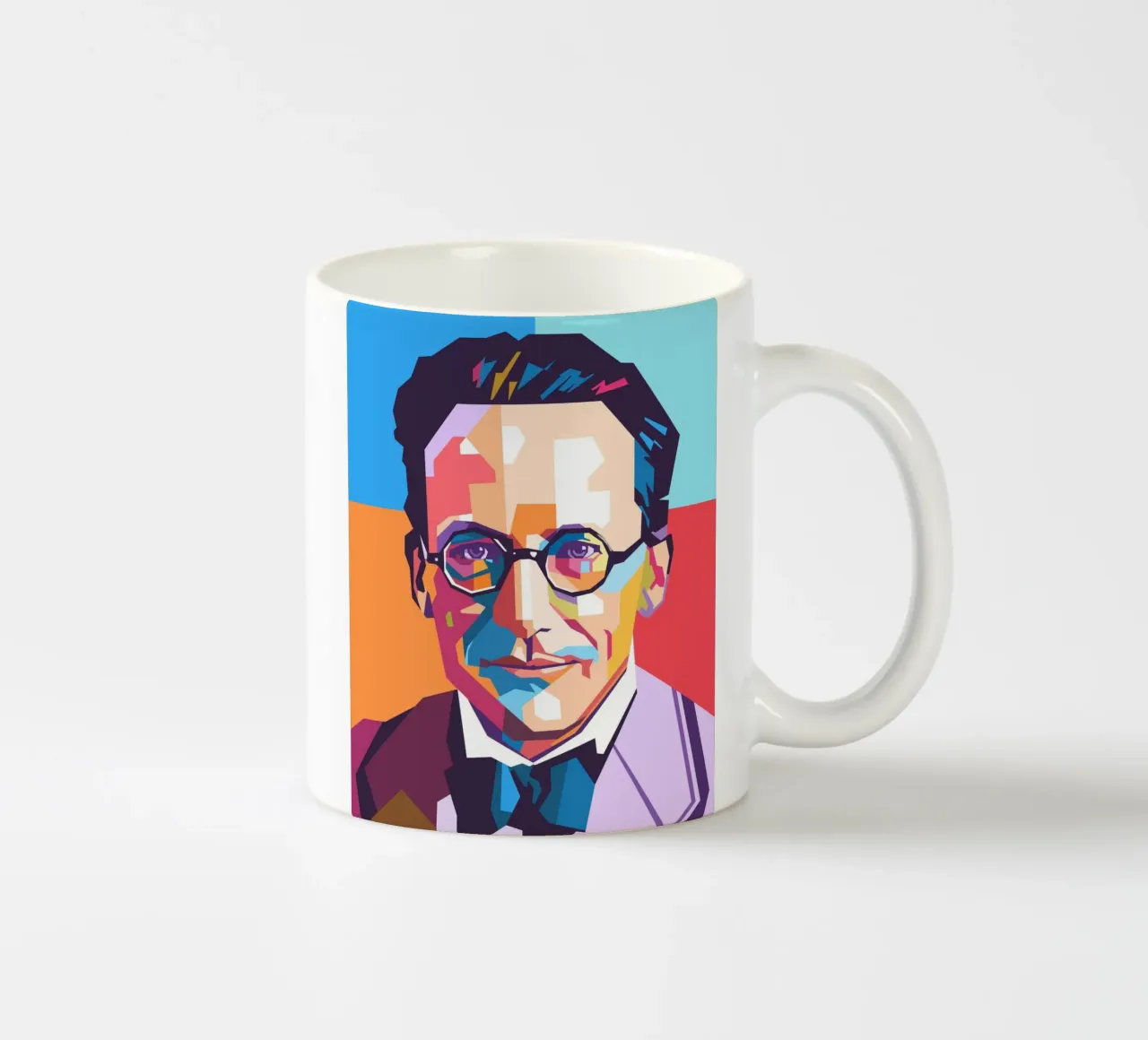 Erwin Schrodinger ritratto pop art tazza in ceramica da Hantamrata