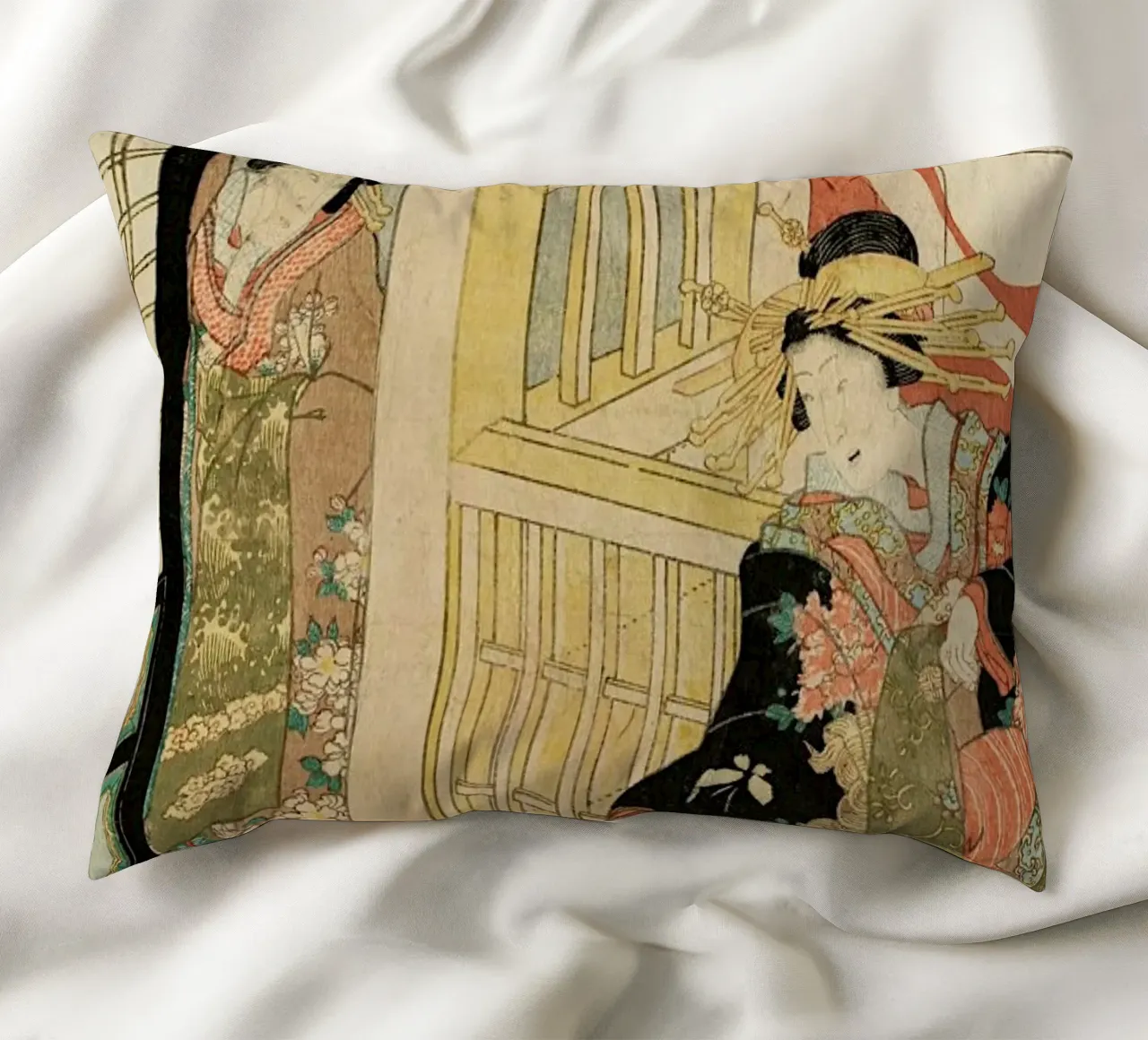 Kunisada - The Courtesan Shiratama cuscino da ARTOTHEK