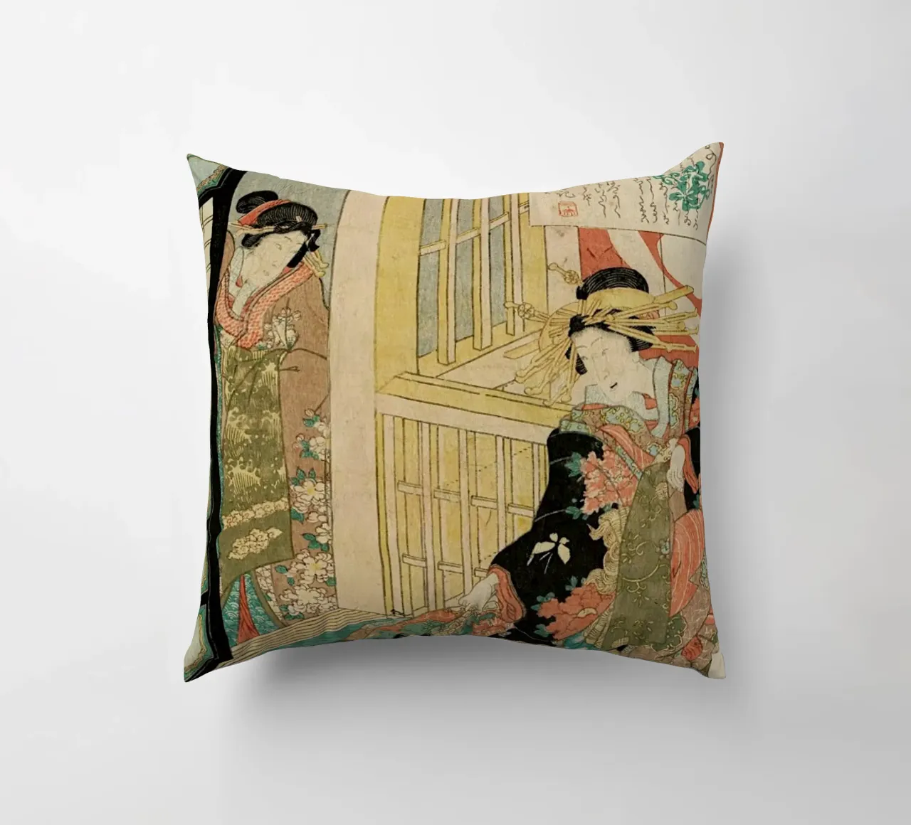 Kunisada - The Courtesan Shiratama cuscino da ARTOTHEK