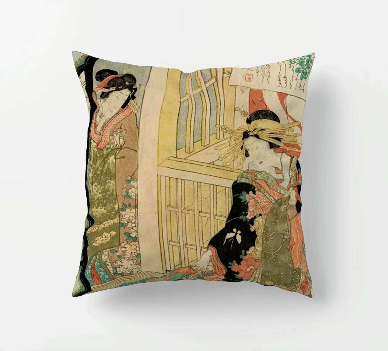 Kunisada - The Courtesan Shiratama cuscino da ARTOTHEK