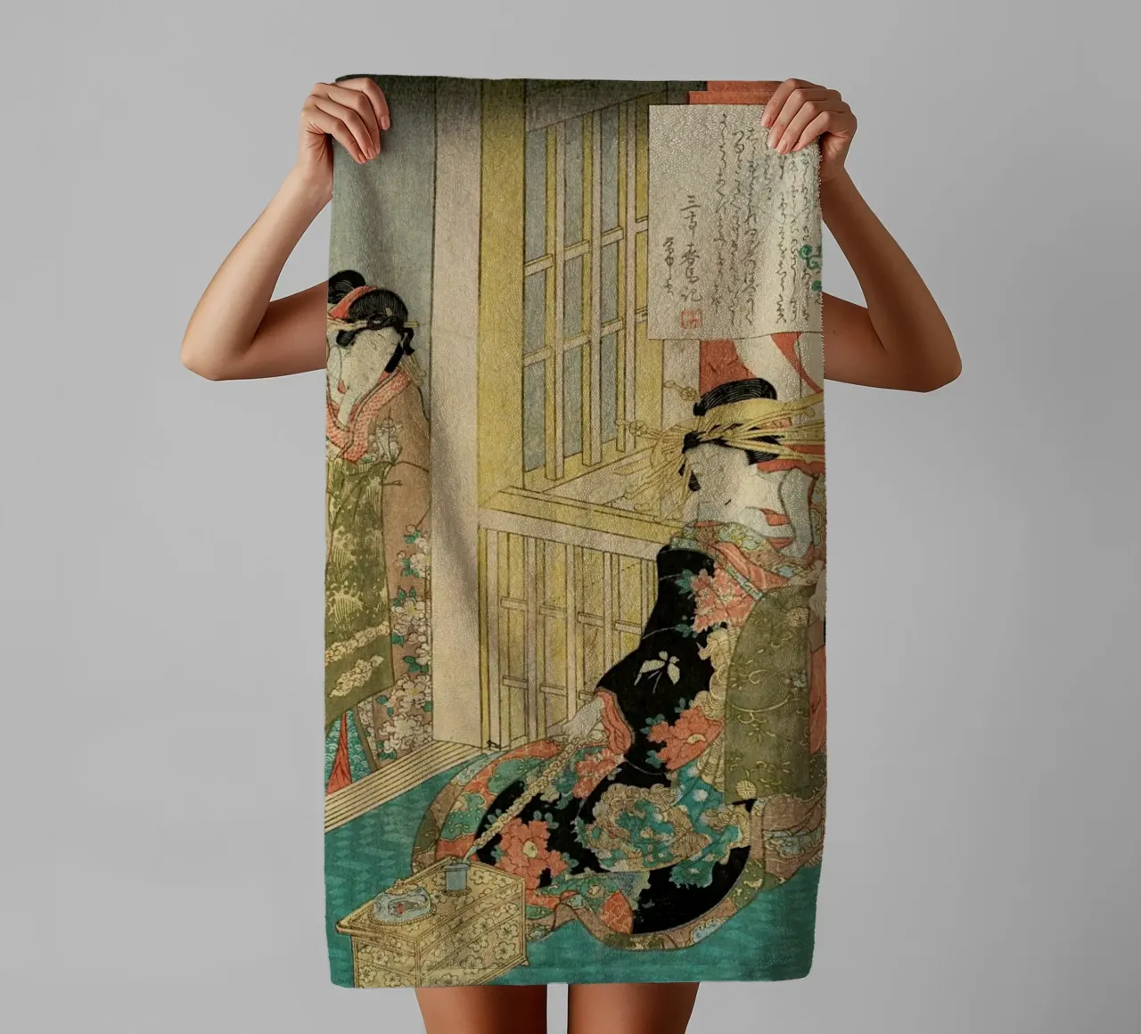 Kunisada - The Courtesan Shiratama asciugamano da bagno da ARTOTHEK