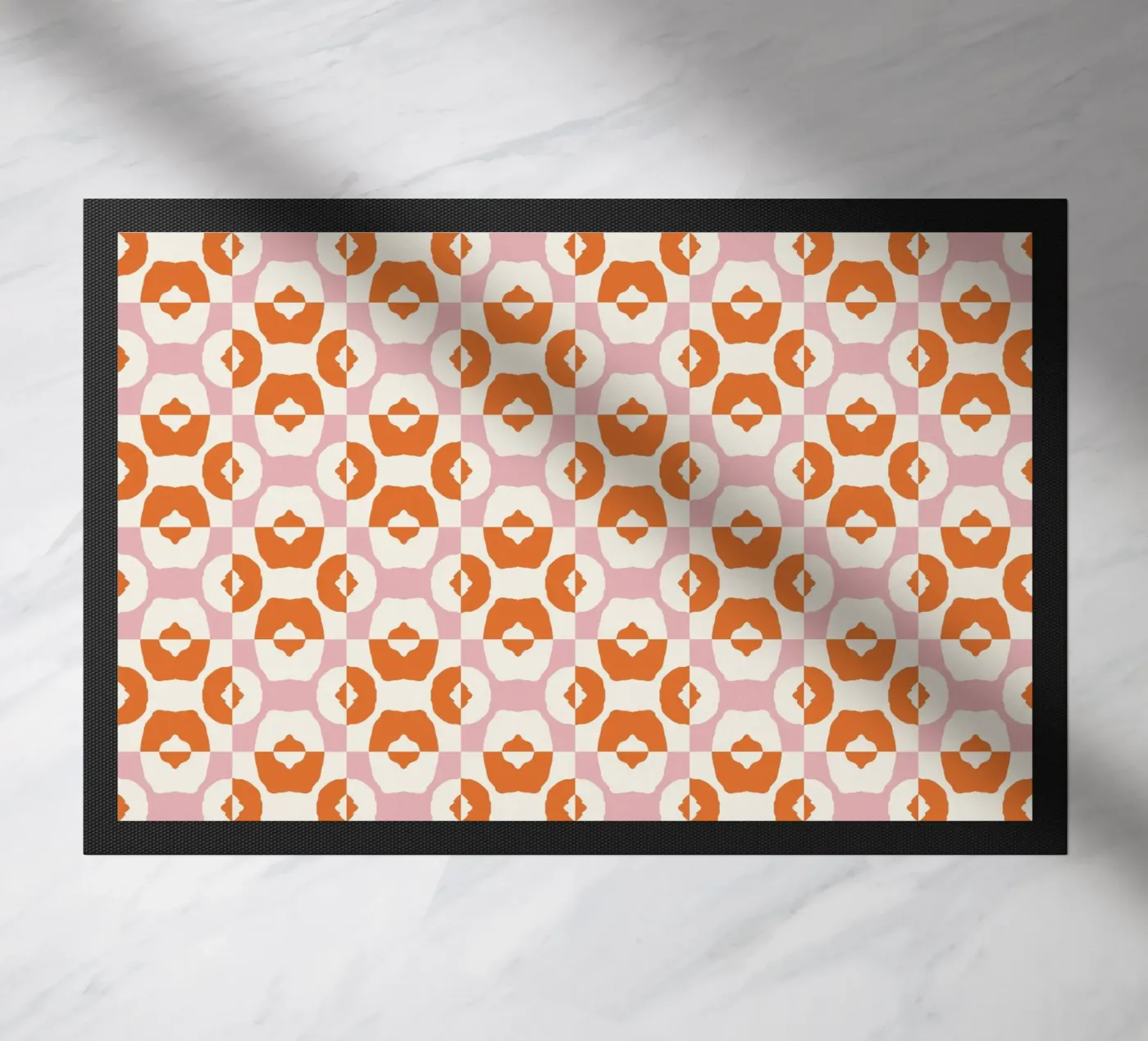 Orange seamless tribal pattern doormat by Little Dean