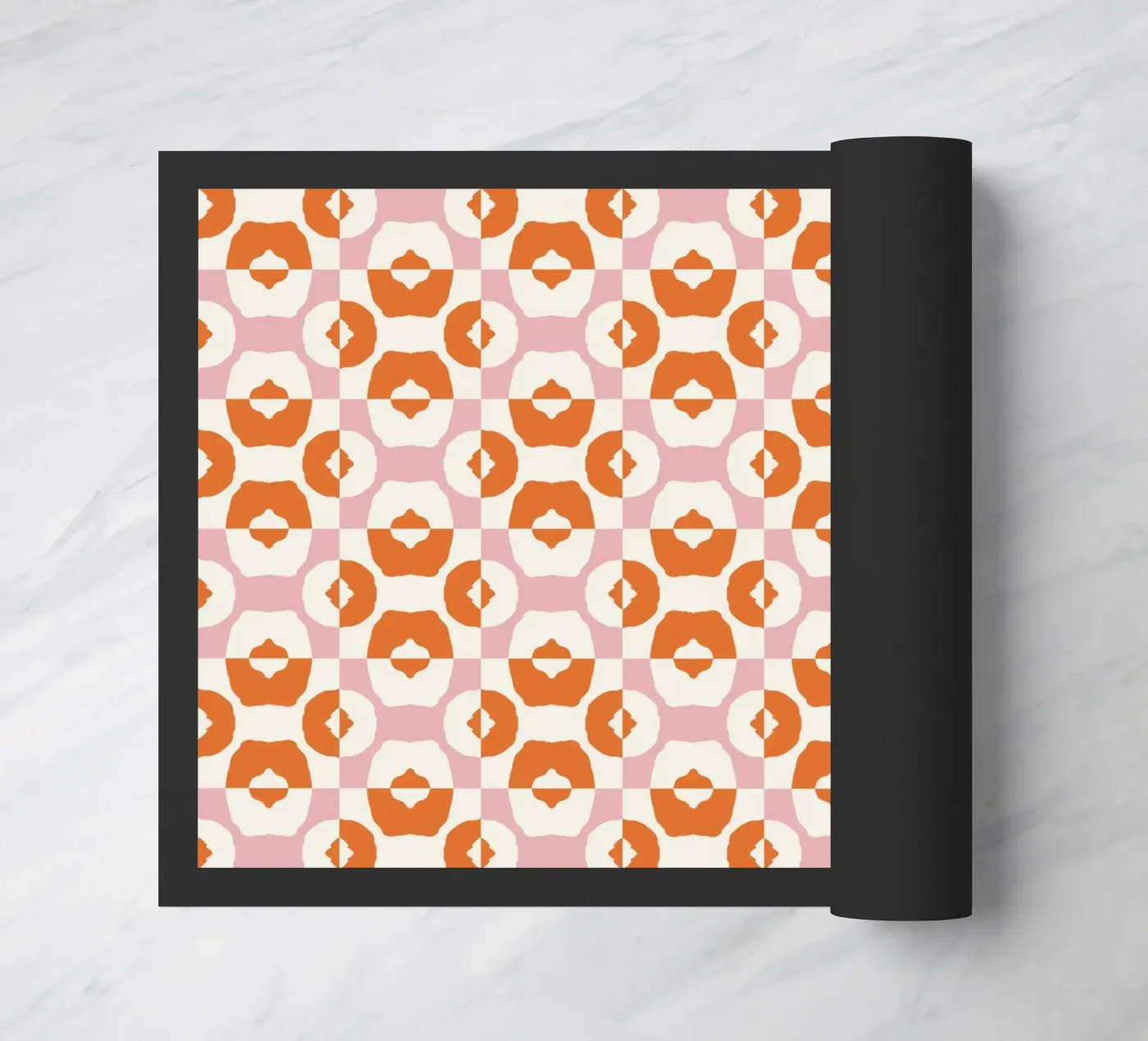 Orange seamless tribal pattern doormat by Little Dean