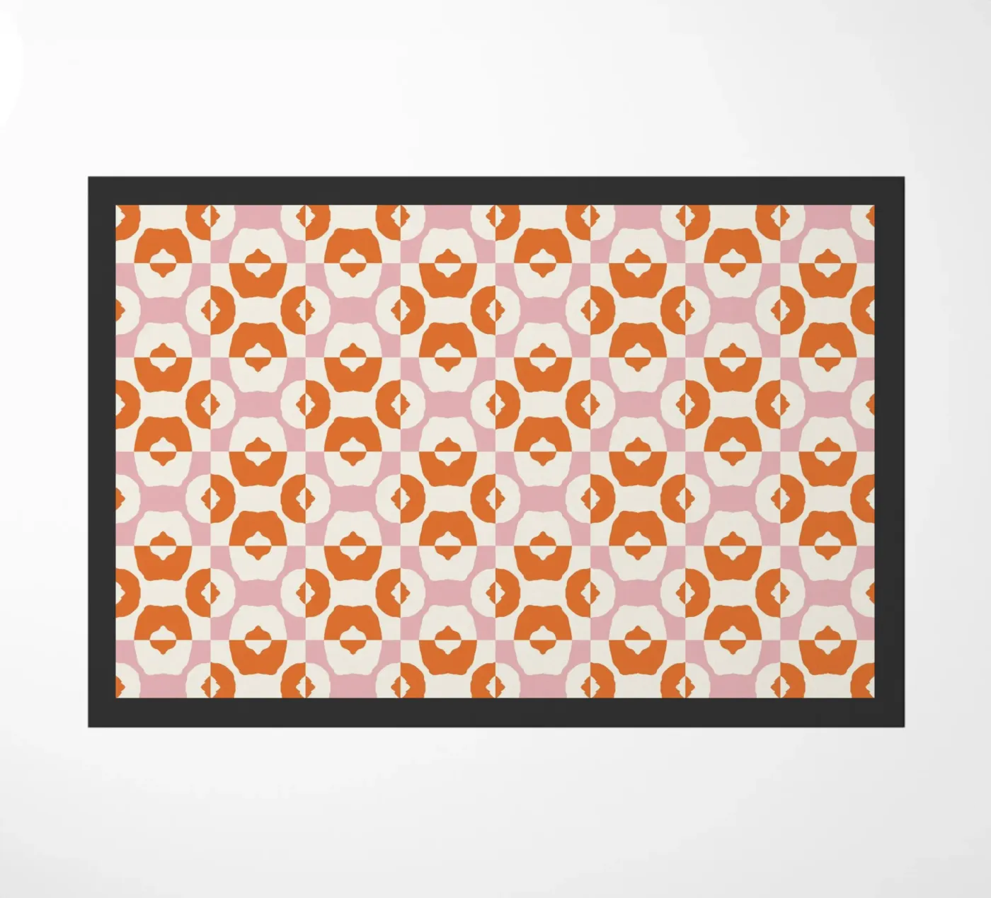 Orange seamless tribal pattern doormat by Little Dean