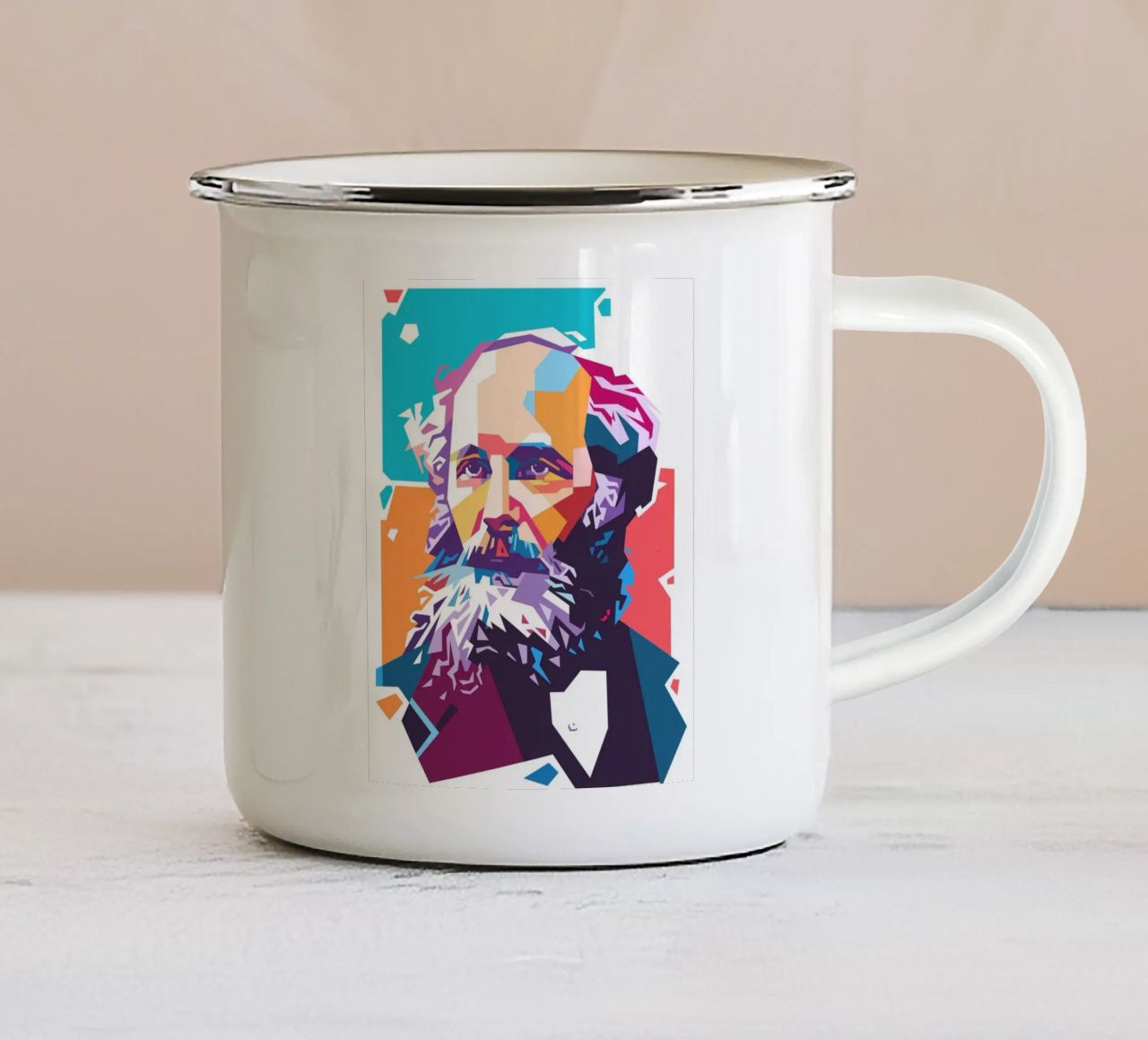 James Clerk Maxwell pop art tazza in smalto da Hantamrata