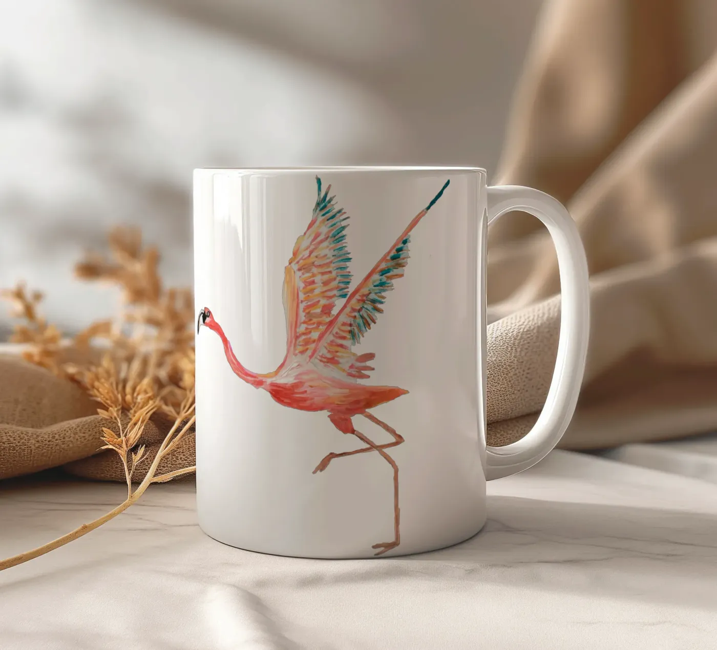 Flamingo Keramik Tasse von Femke Zwaan