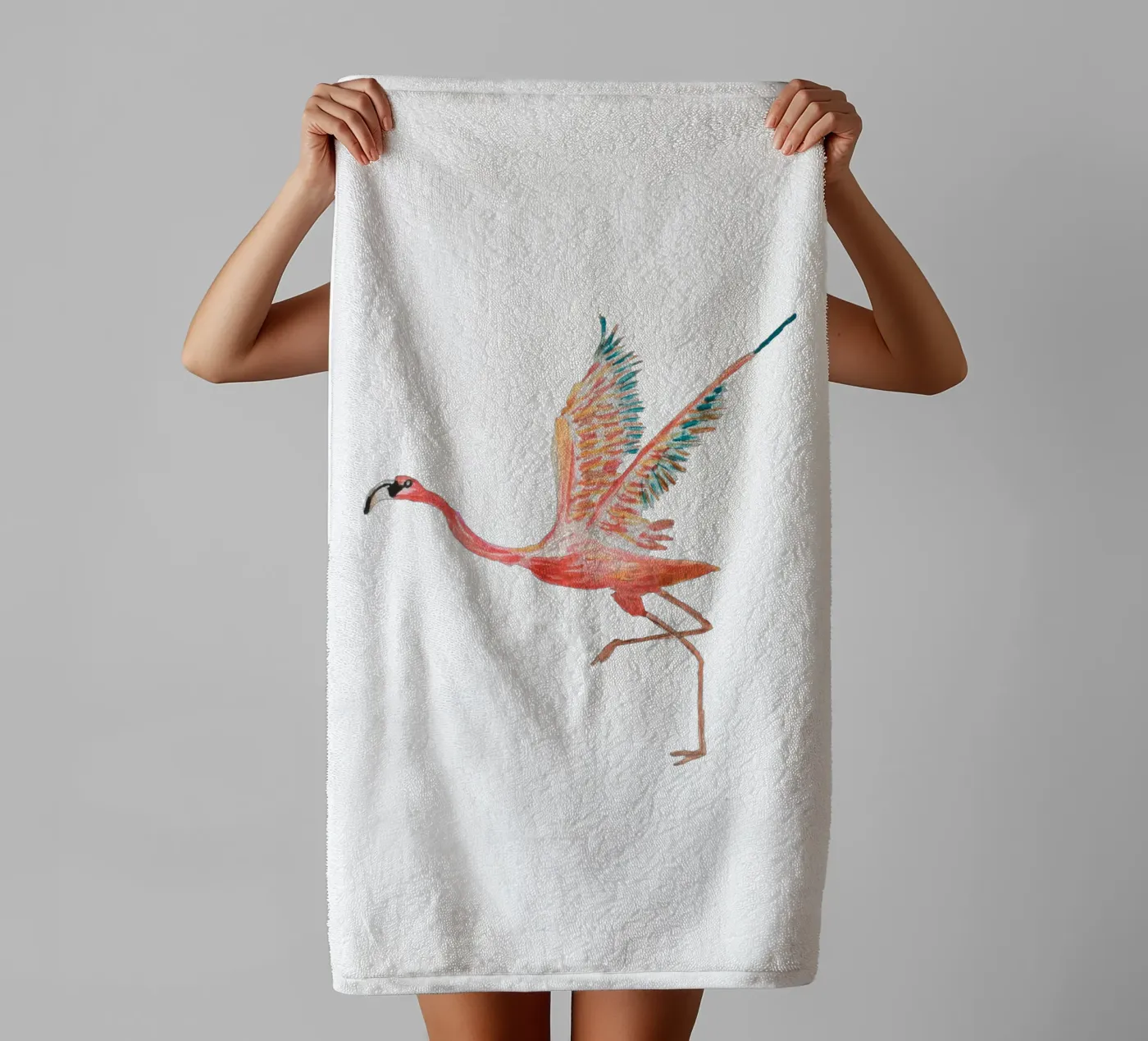 Flamingo badhanddoek van Femke Zwaan