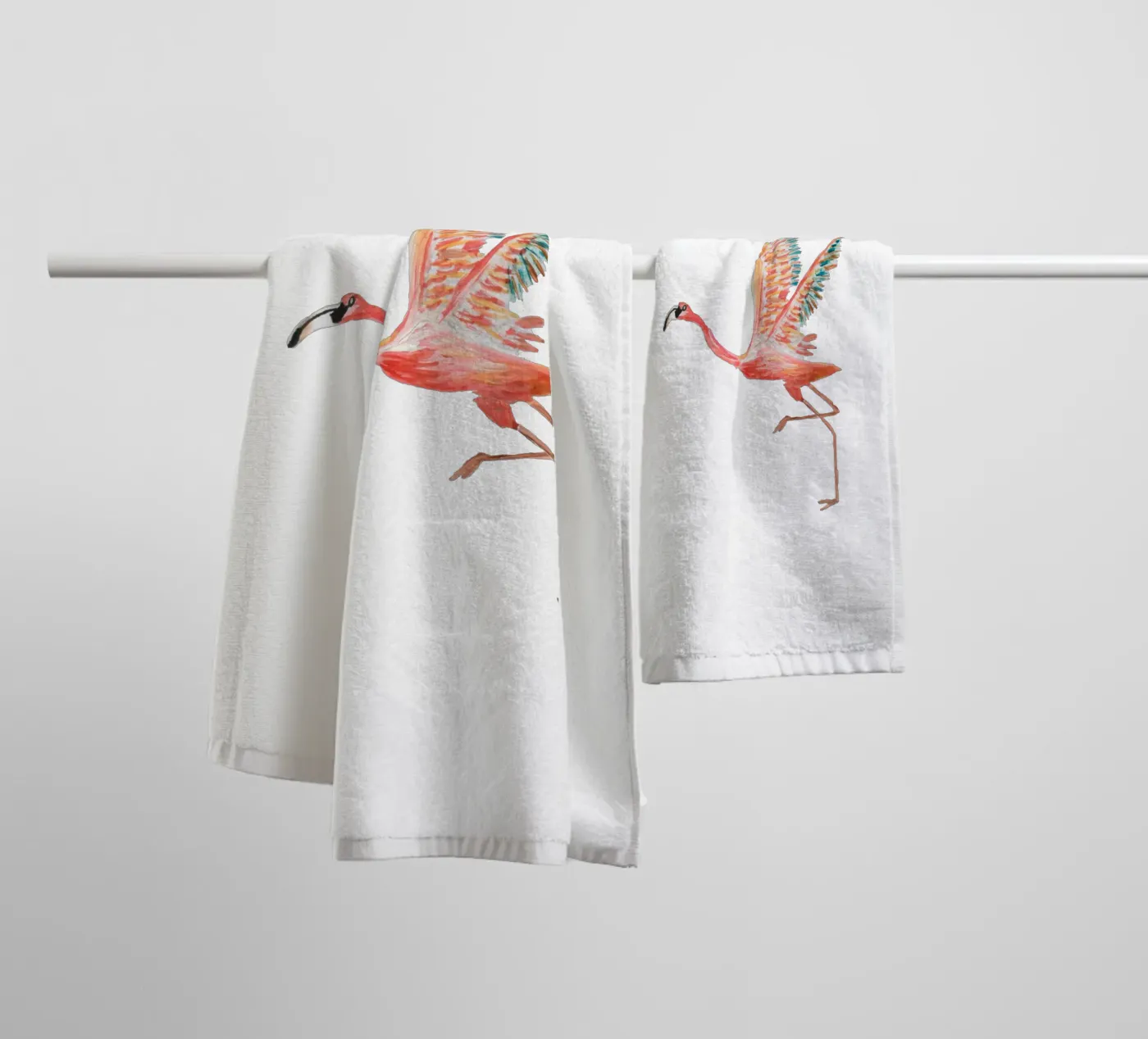 Flamingo badhanddoek van Femke Zwaan