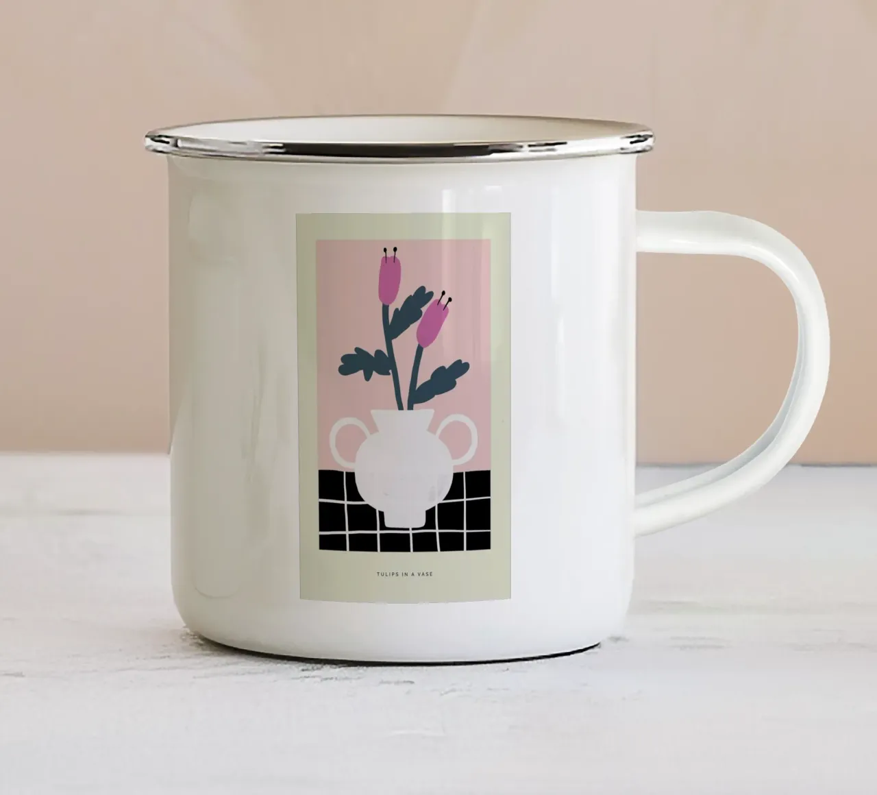 Tulips In A Vase emaille mok van Studio One