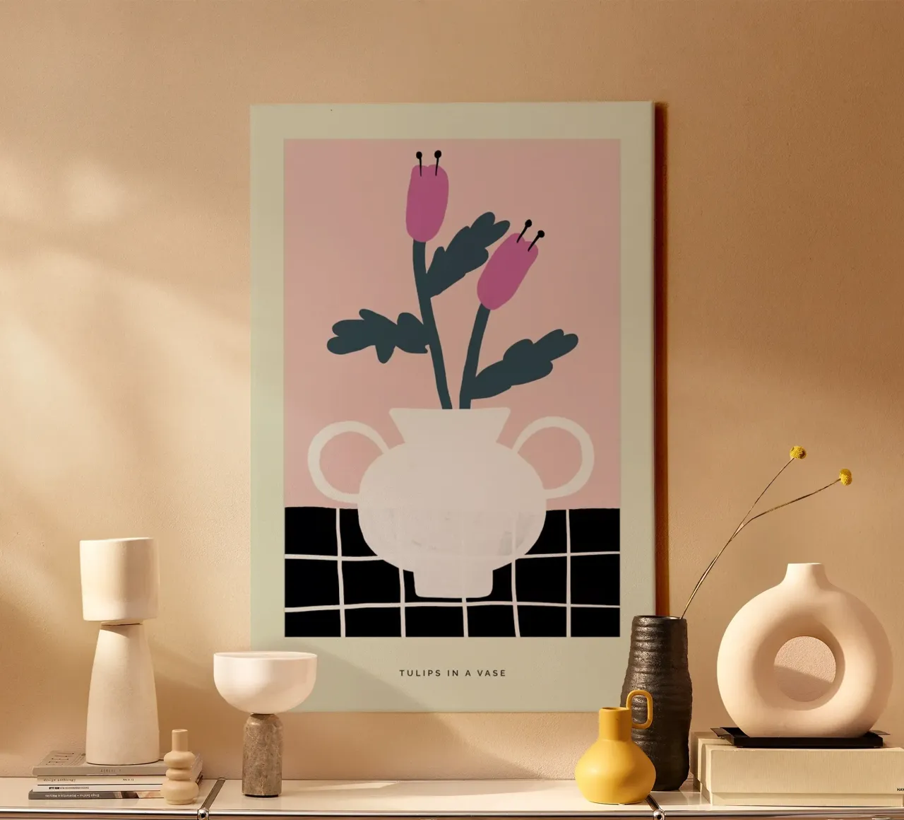 Tulips In A Vase tela con Cornice a cassetta da Studio One