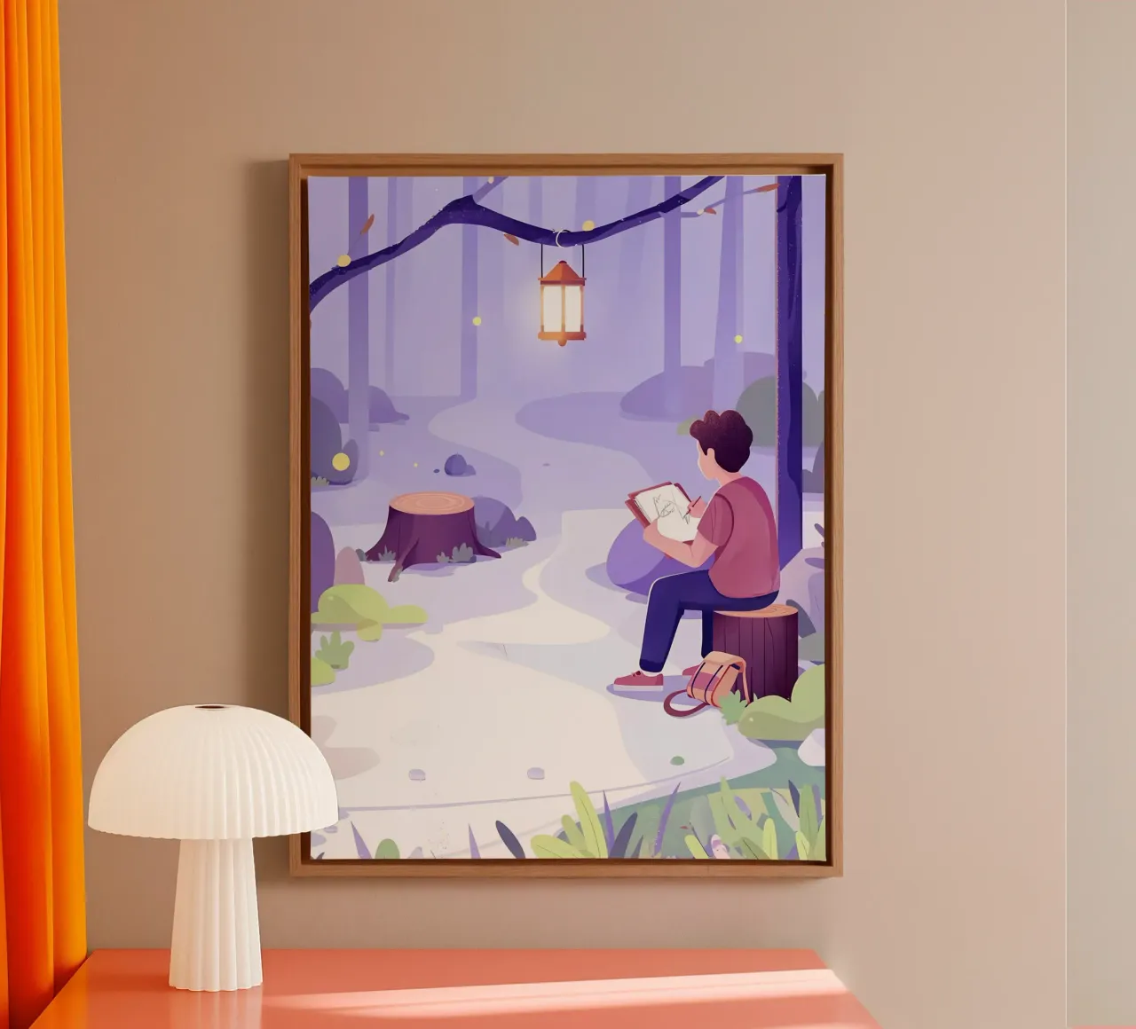Schilderen in bosnacht Lofi Art canvas met Baklijst van LoFi Gallery