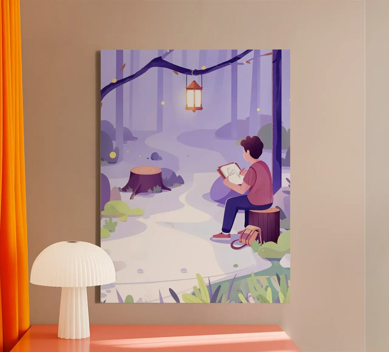 Schilderen in bosnacht Lofi Art canvas met Baklijst van LoFi Gallery