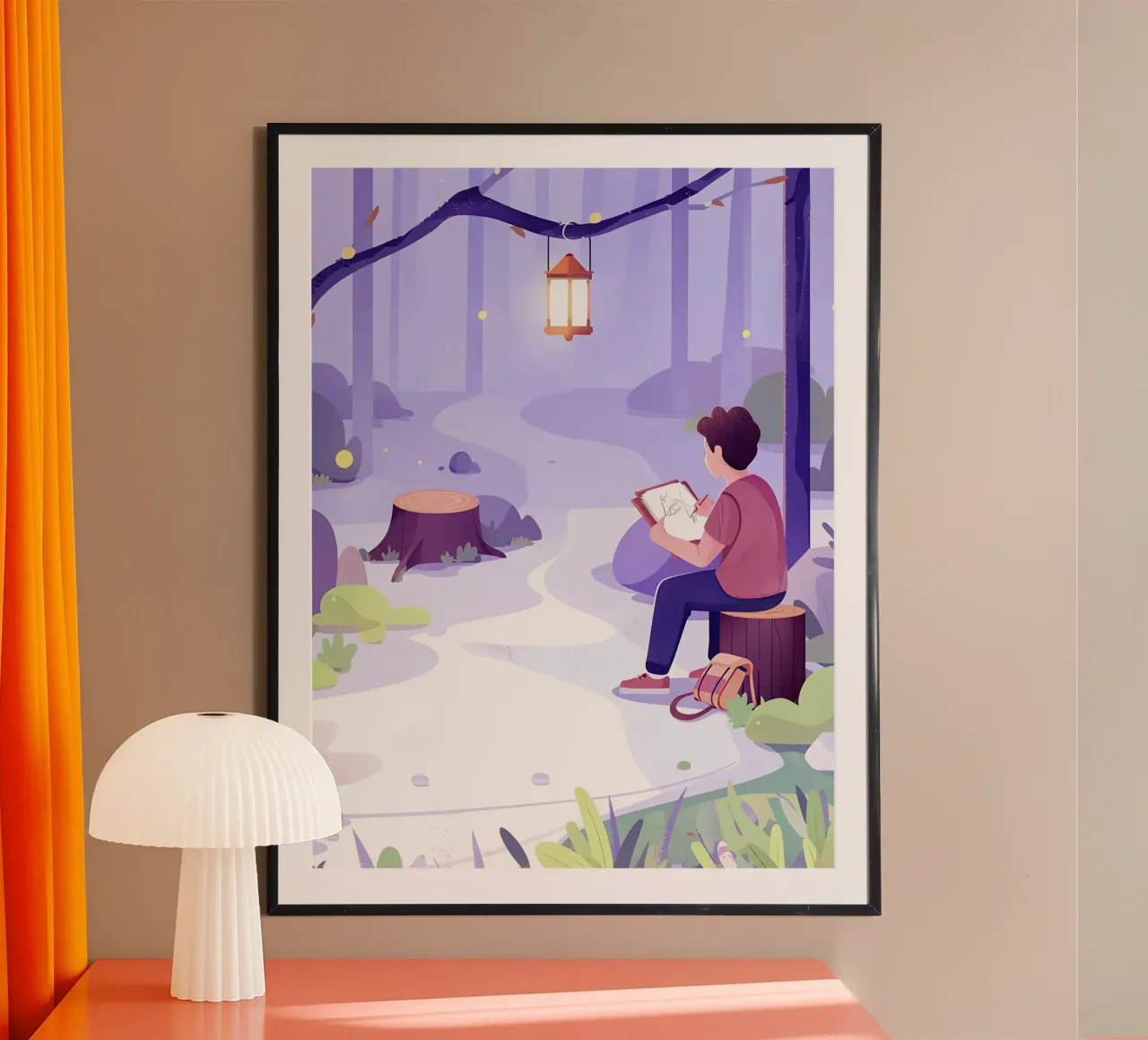Pittura nella foresta notte Lofi Art poster da LoFi Gallery