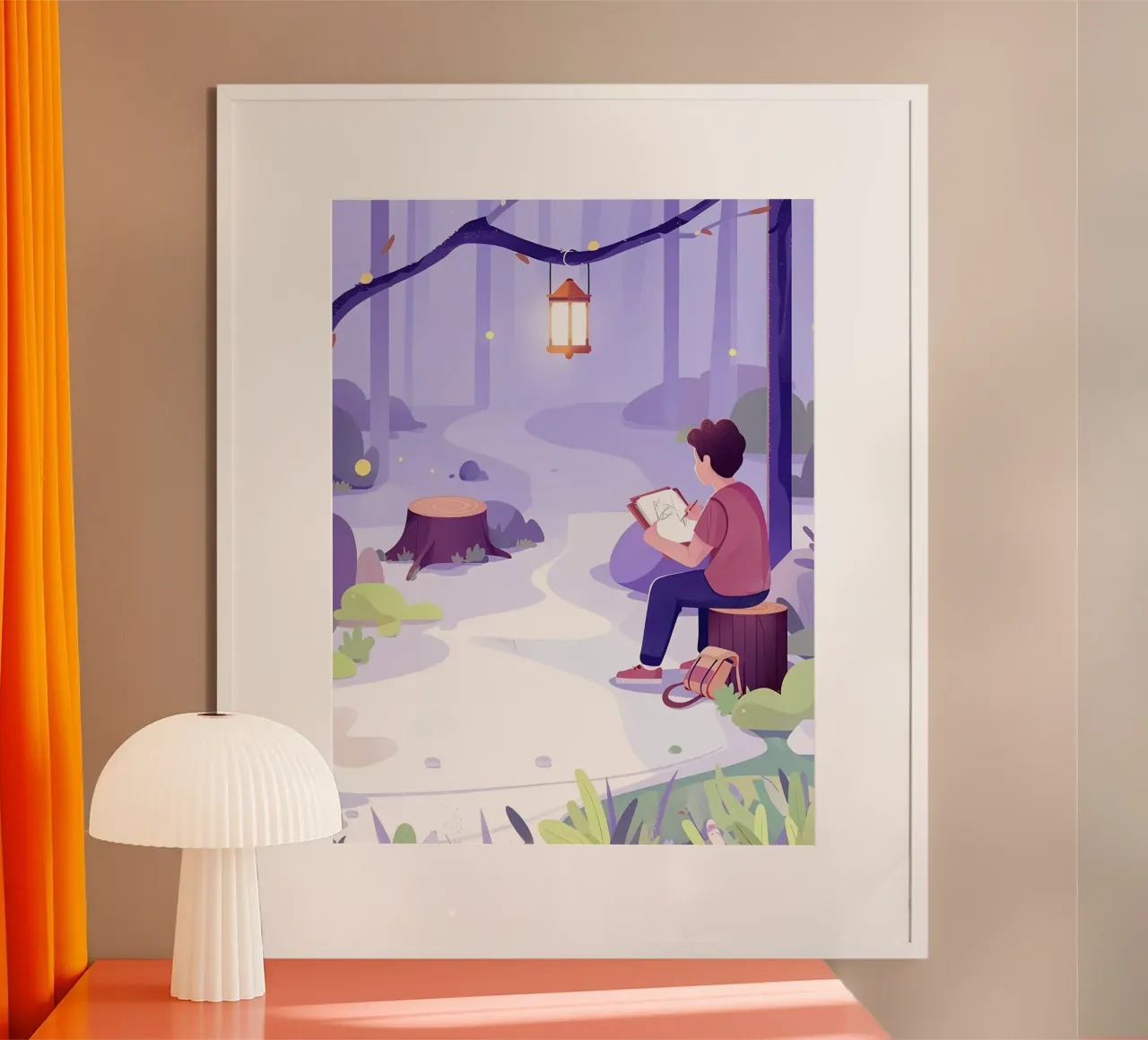 Pittura nella foresta notte Lofi Art poster da LoFi Gallery
