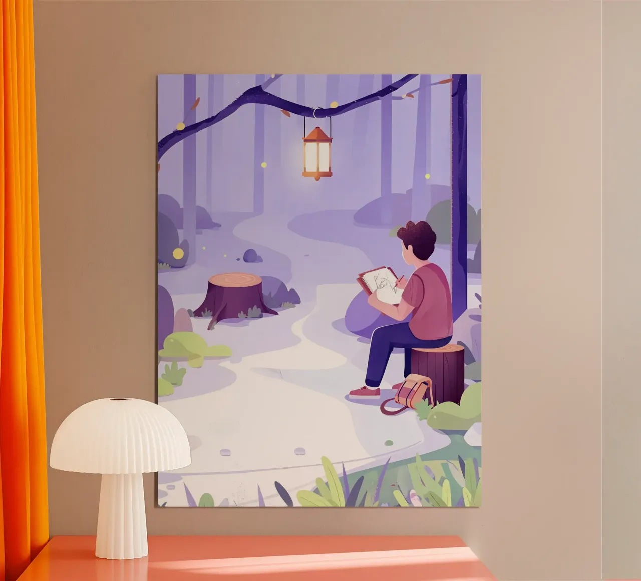 Pittura nella foresta notte Lofi Art poster da LoFi Gallery