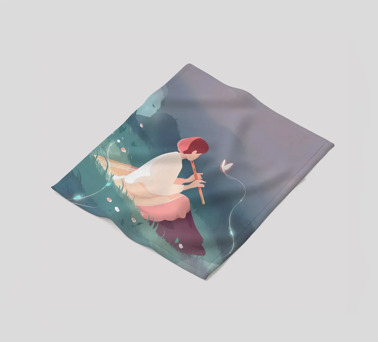 Flauto musicista donna di notte Lofi Art coperta in pile da LoFi Gallery