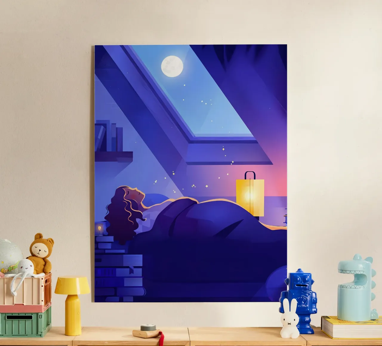Sleeping Under The Moon Lofi Art metacrilato de LoFi Gallery