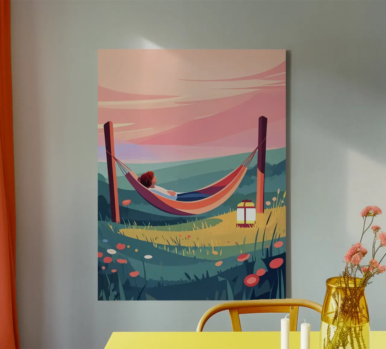 Ausruhen bei Sonnenuntergang Lofi Art Leinwand mit Schattenfugenrahmen von LoFi Gallery