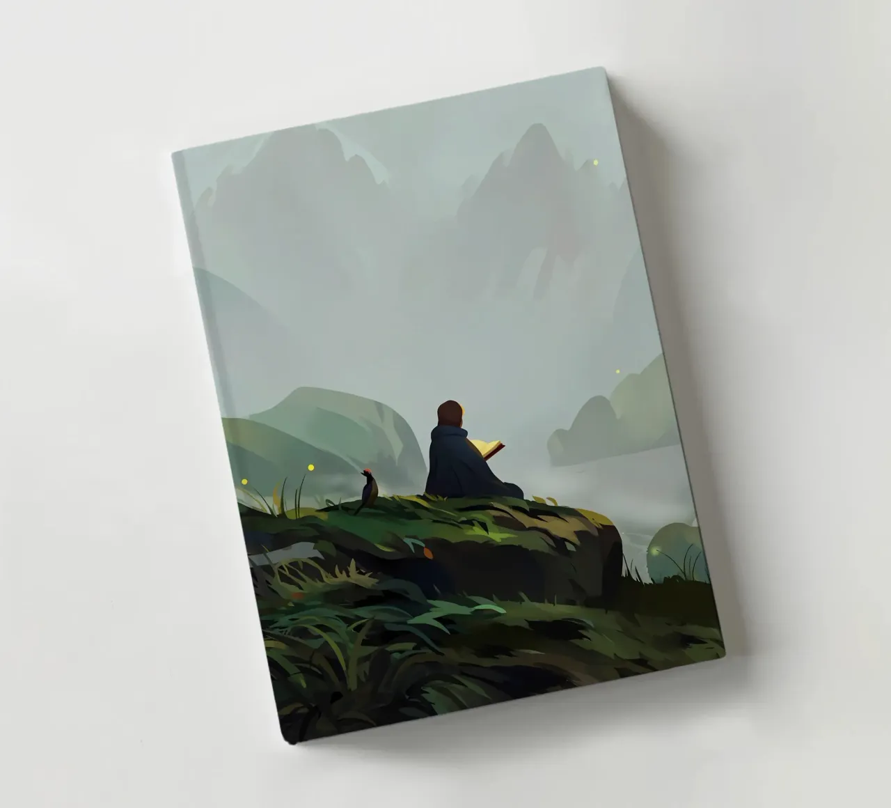 Lettura a Mountain Cliff Lofi Art diario da LoFi Gallery