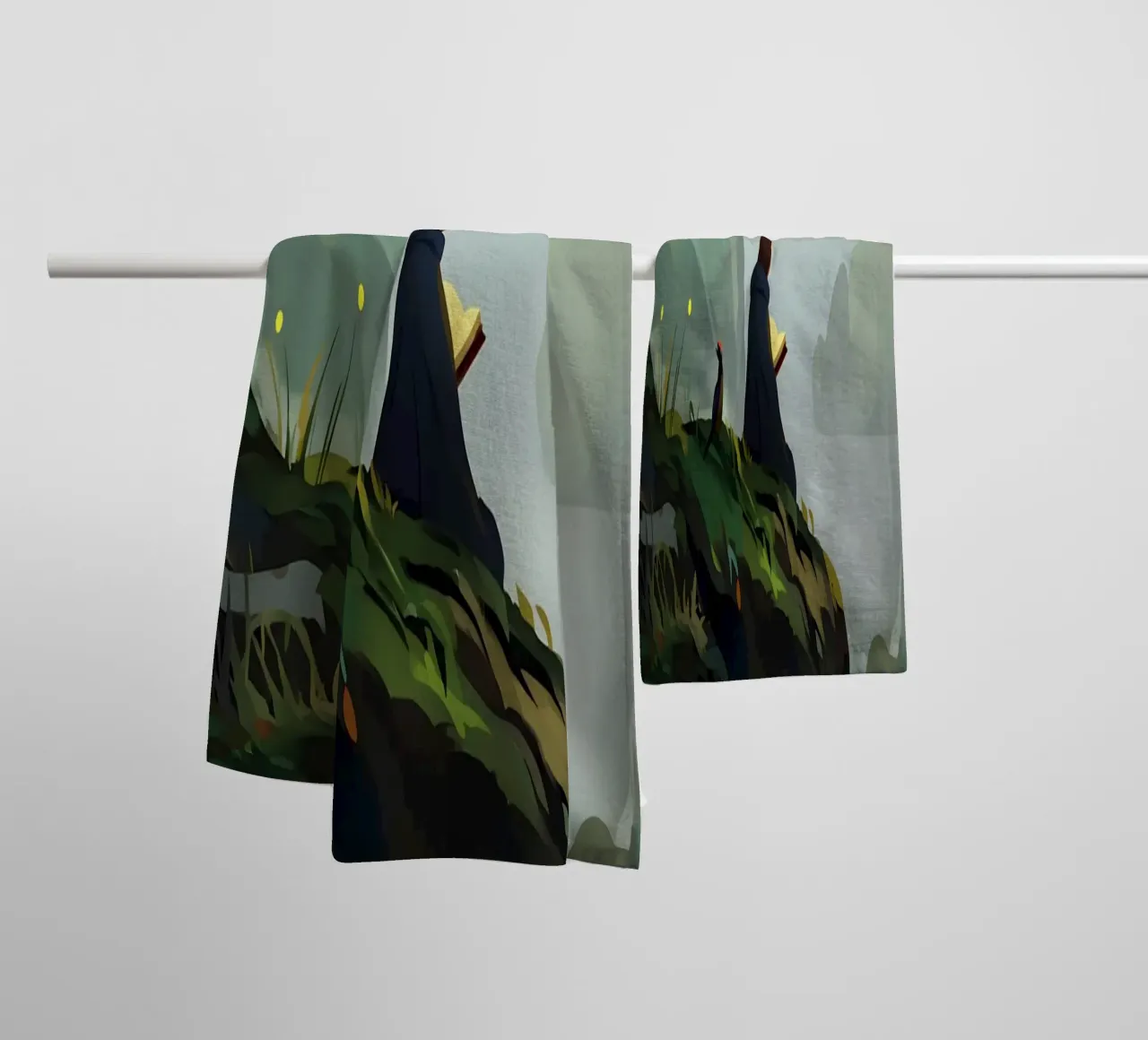 Reading At Mountain Cliff Lofi Art towel by LoFi Gallery
