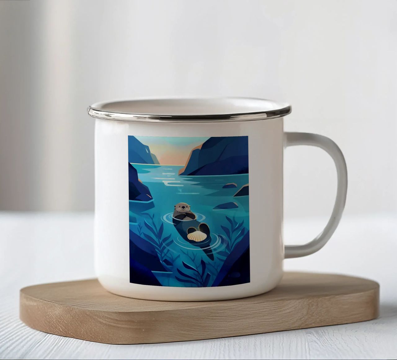 Feeling Like Floating lontra Arte Lofi tazza in smalto da LoFi Gallery
