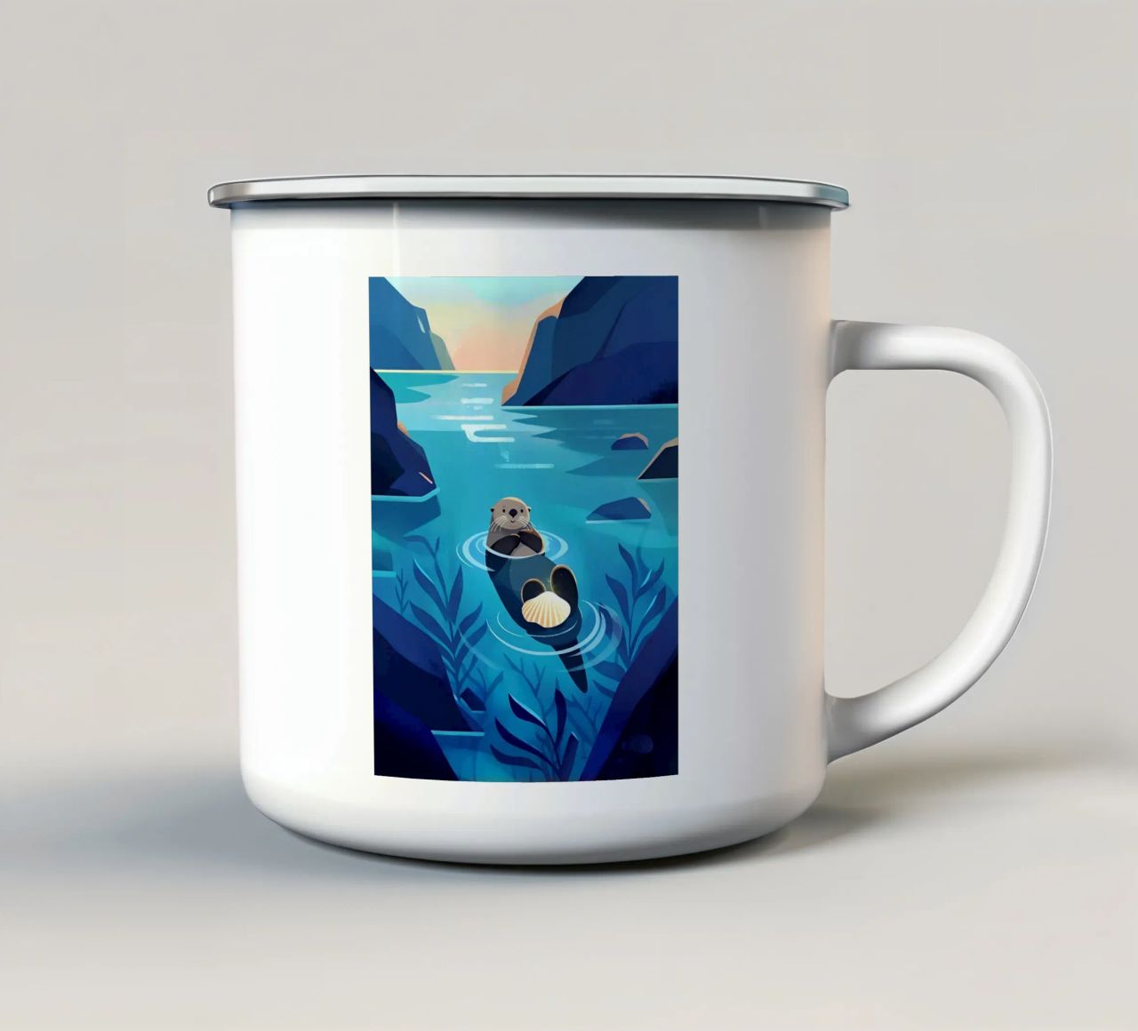 Feeling Like Floating lontra Arte Lofi tazza in smalto da LoFi Gallery